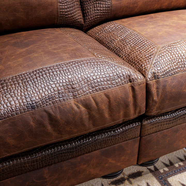 Denver Buffalo Hide Curved Leather Sofa