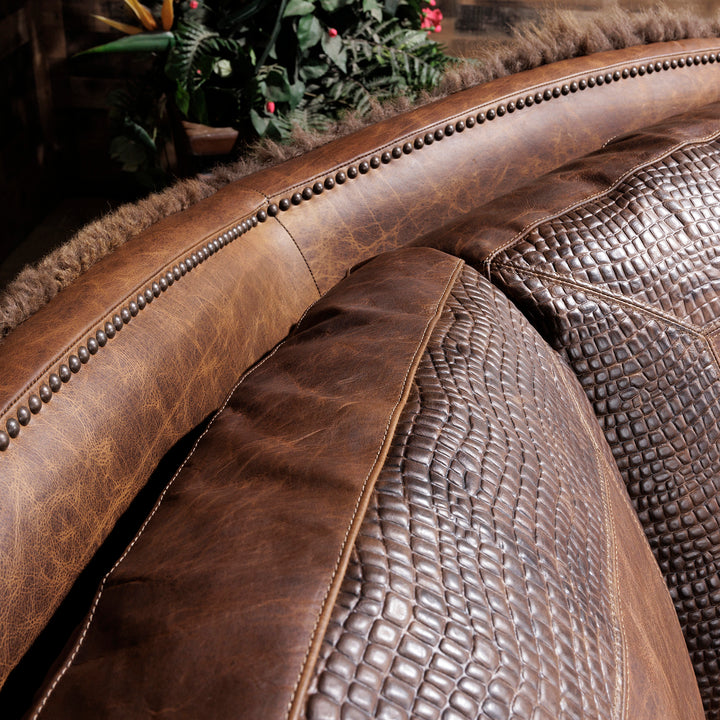 Denver Buffalo Hide Curved Leather Sofa