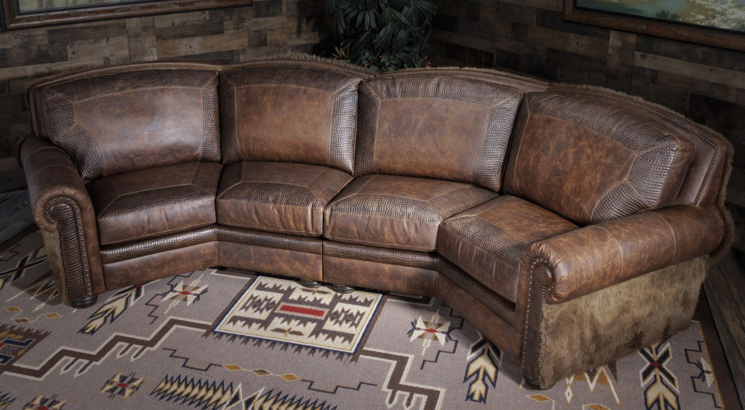 Denver Buffalo Hide Curved Leather Sofa