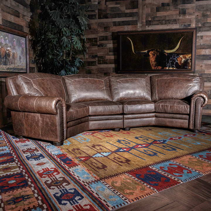 A closer look at Rustic Sectional Sofa With Bohemian Decor