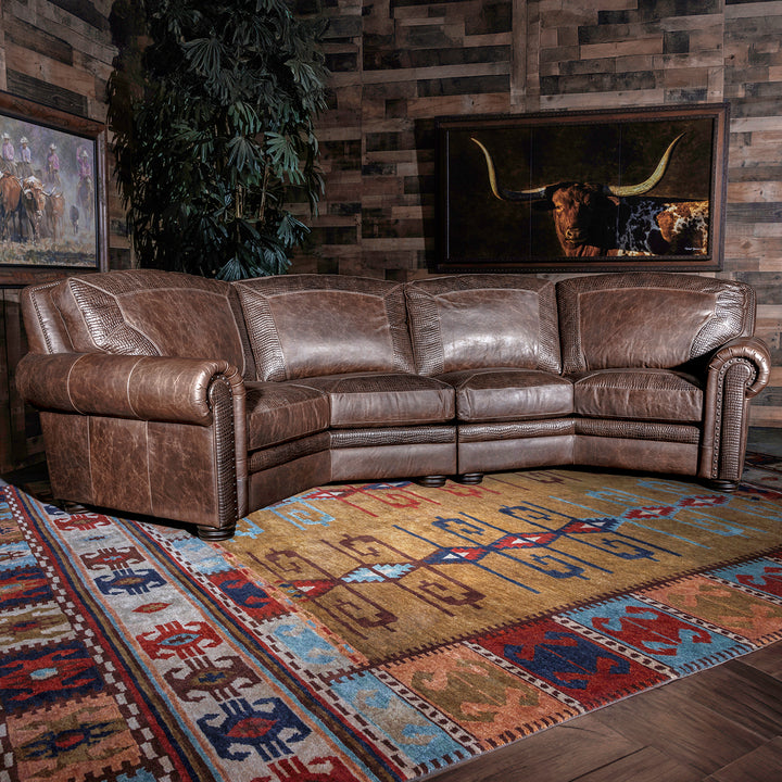 Denver Bison Leather Curved Sofa