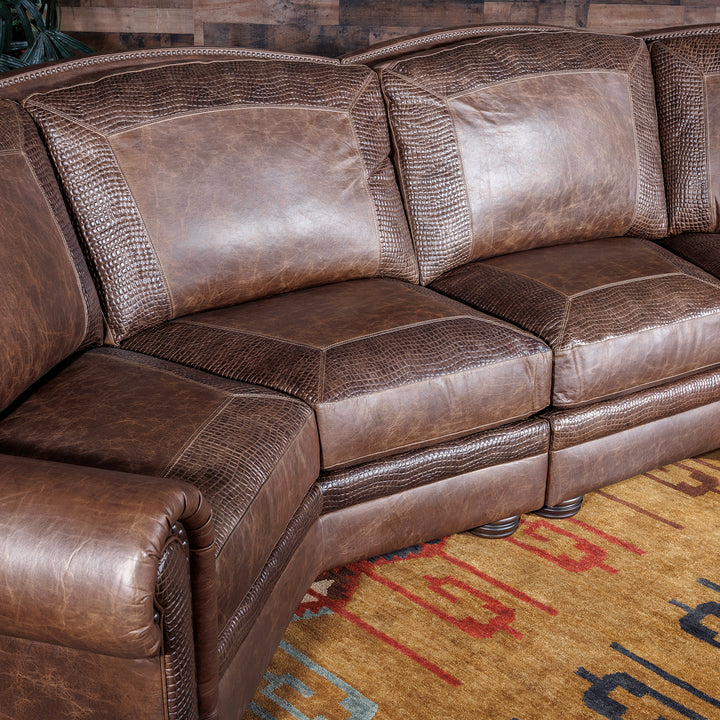 Denver Bison Leather Curved Sofa