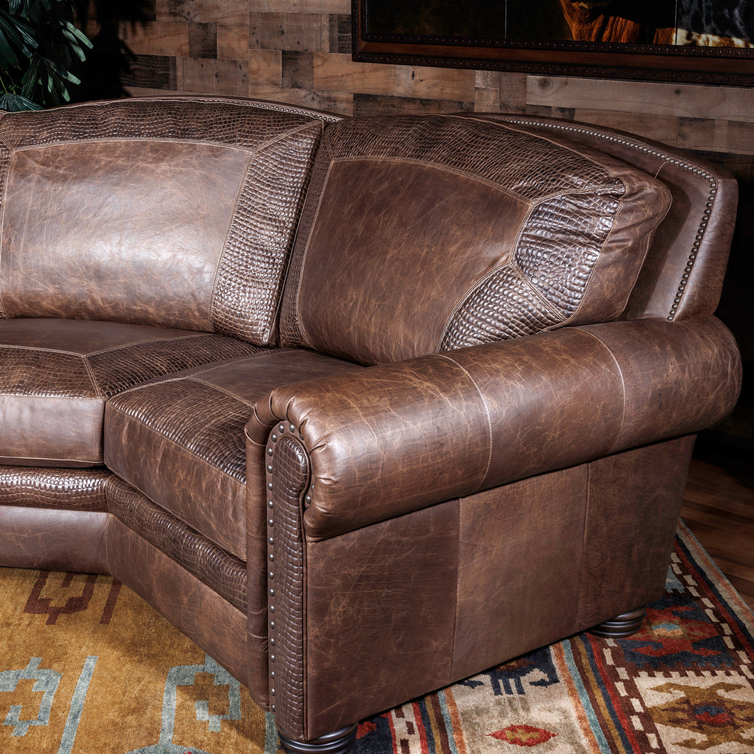 Denver Bison Leather Curved Sofa