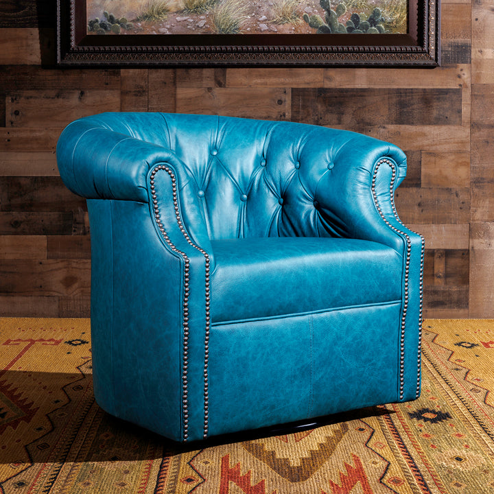 Kingman Turquoise Leather Thinking Chair