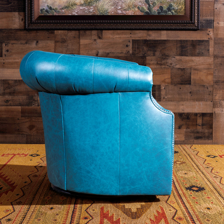 Kingman Turquoise Leather Thinking Chair