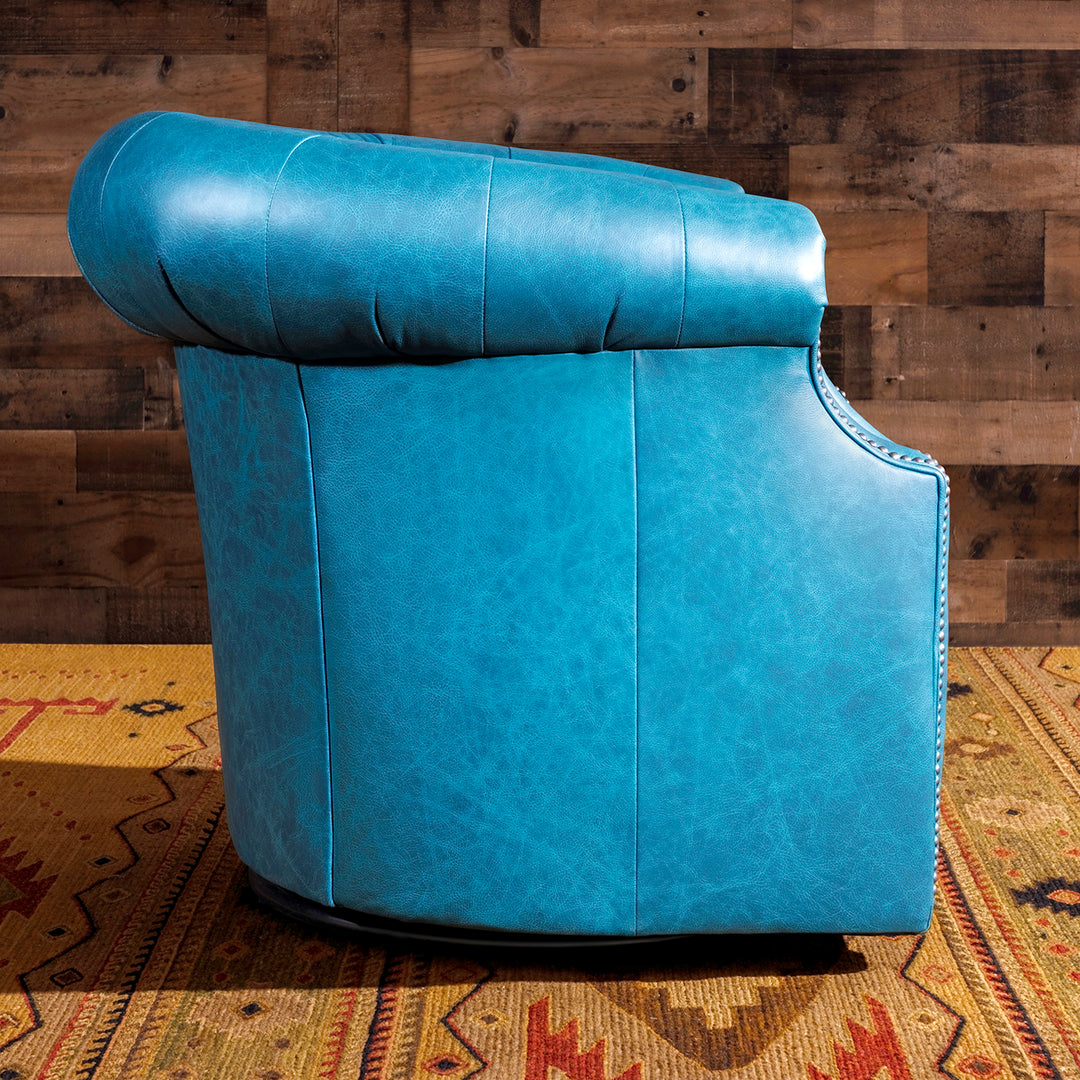 Kingman Turquoise Leather Thinking Chair