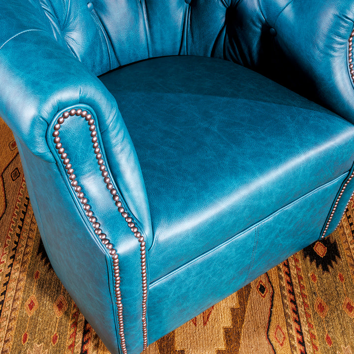 Kingman Turquoise Leather Thinking Chair