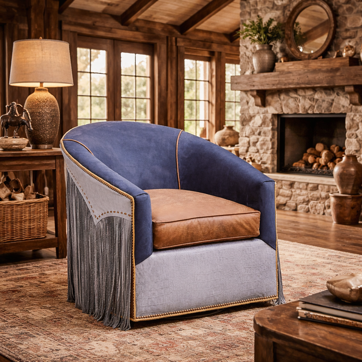Blue Lagoon Western Swivel Chair