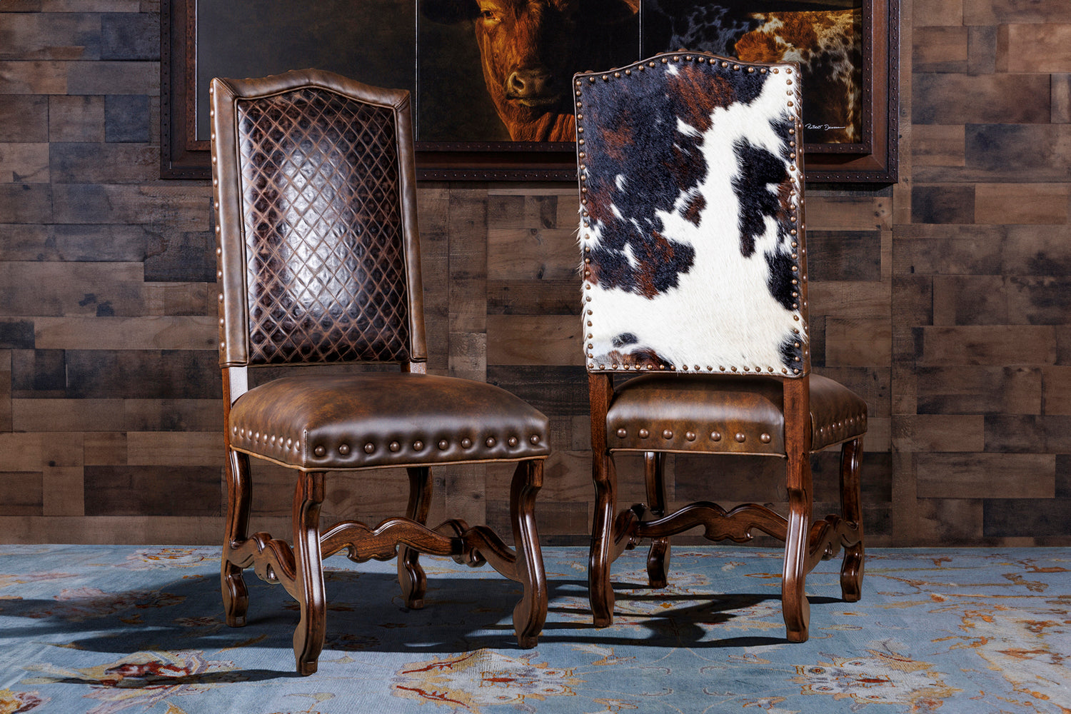 western cowhide dining chairs