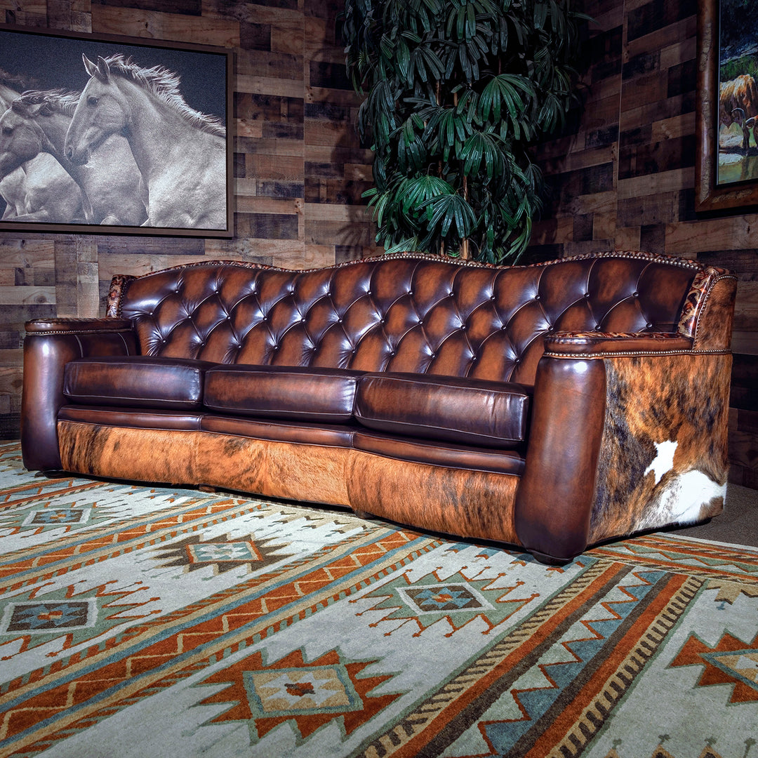 Tucker Western Leather Cowhide Sofa – Hat Creek Interiors