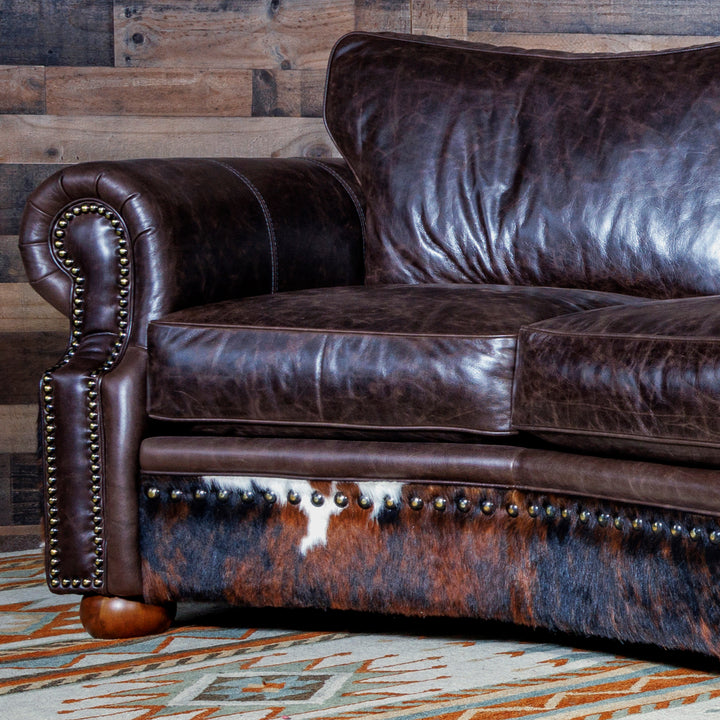 Brompton Leather & Cowhide Curved Sofa