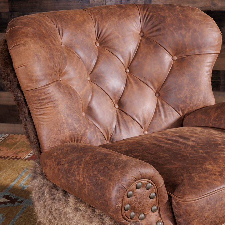 buffalo hide accent chair and ottoman