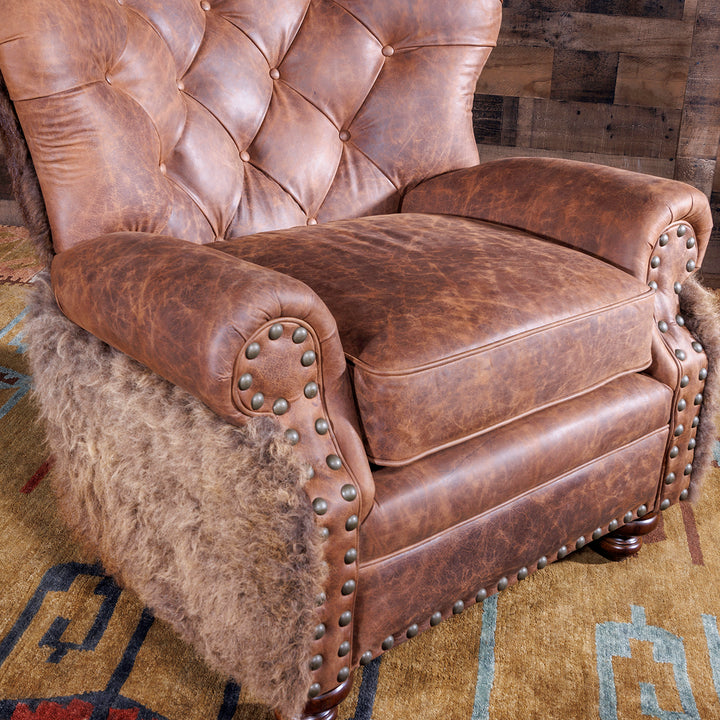 buffalo hide and leather accent chair