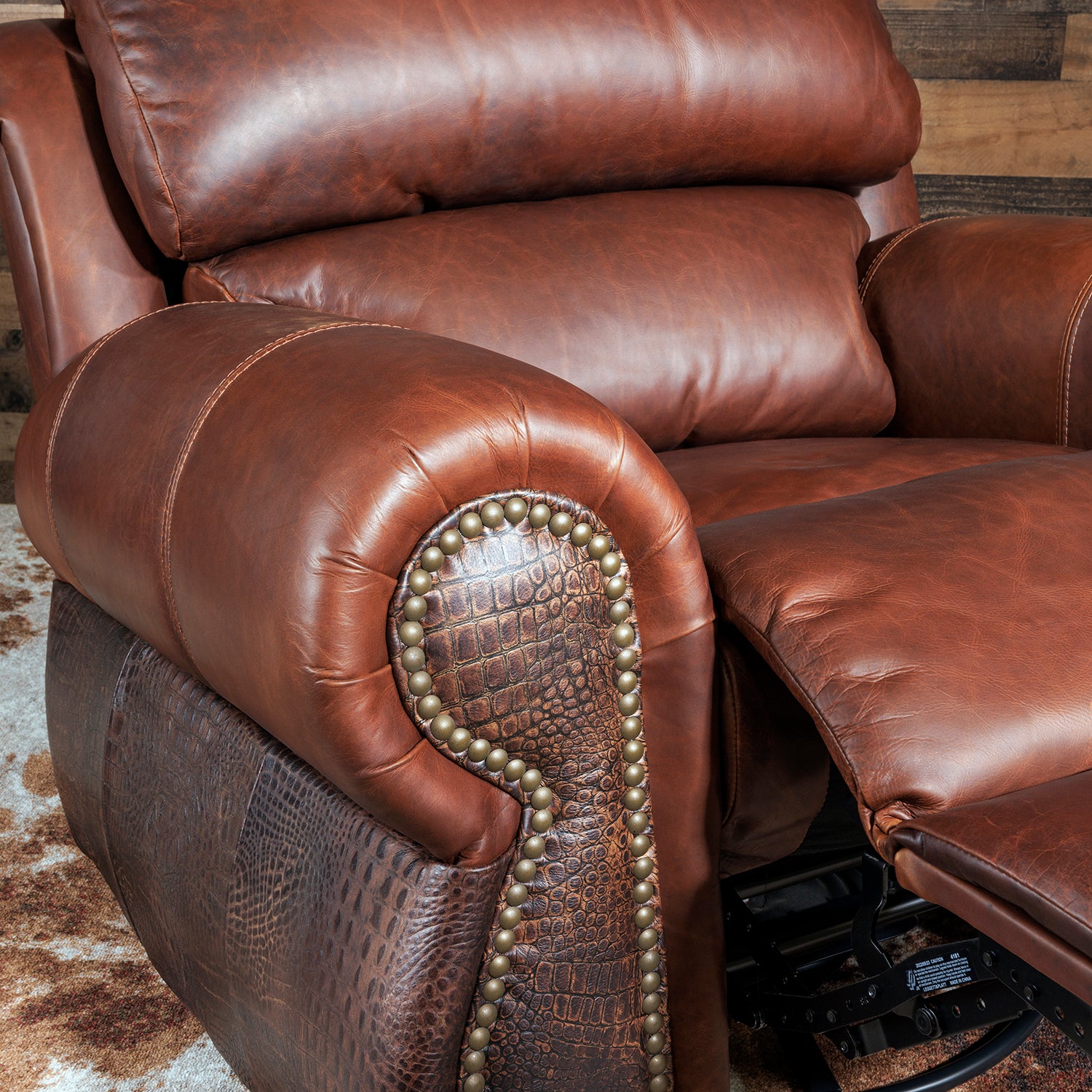 Burlington Western Leather Recliner with Croc – Hat Creek Interiors