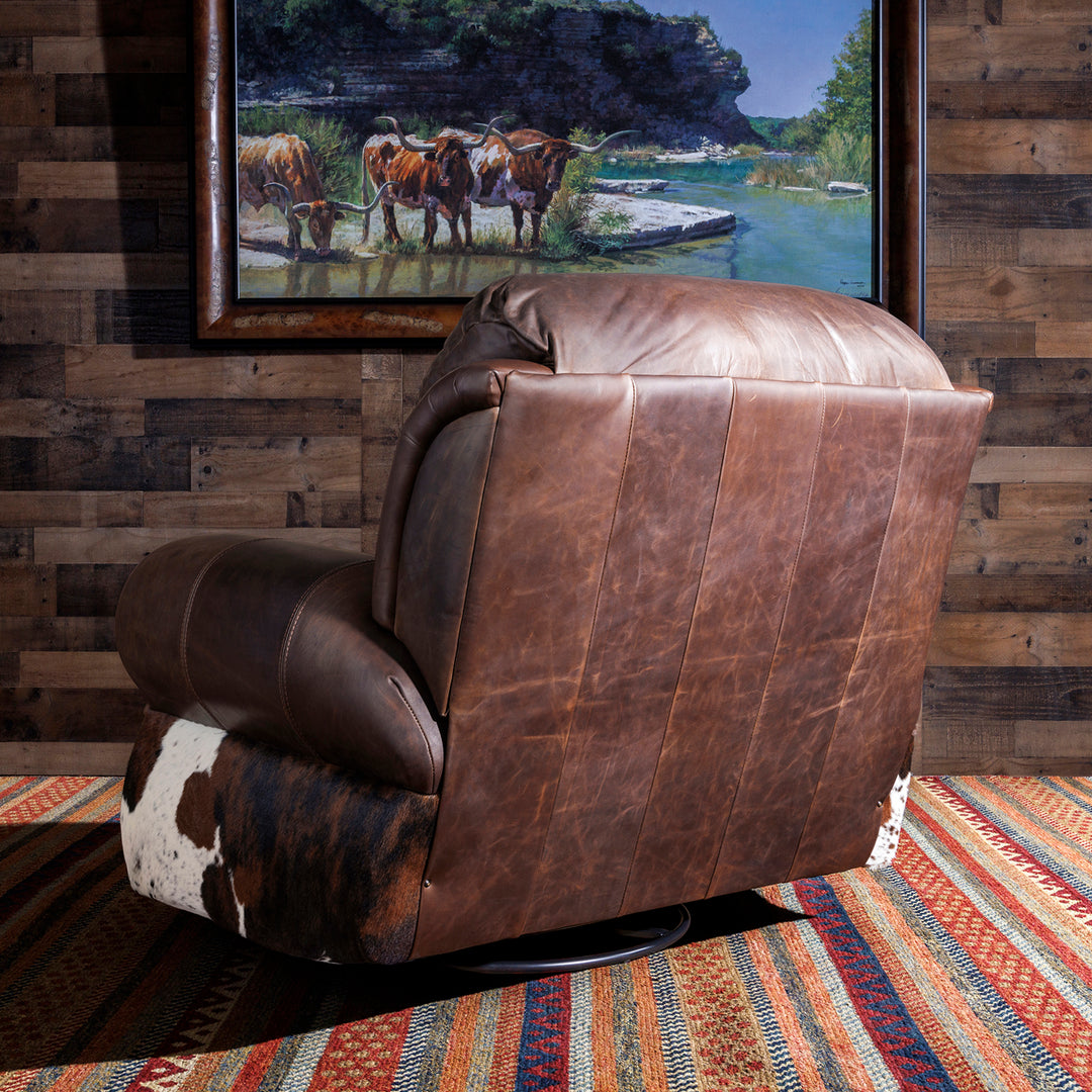 Oversized Western Leather and Cowhide Recliner