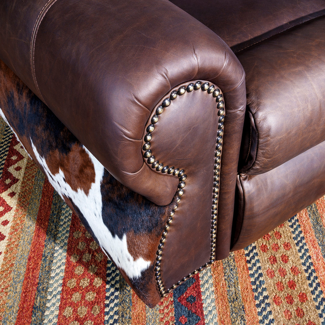 Oversized Western Leather and Cowhide Recliner