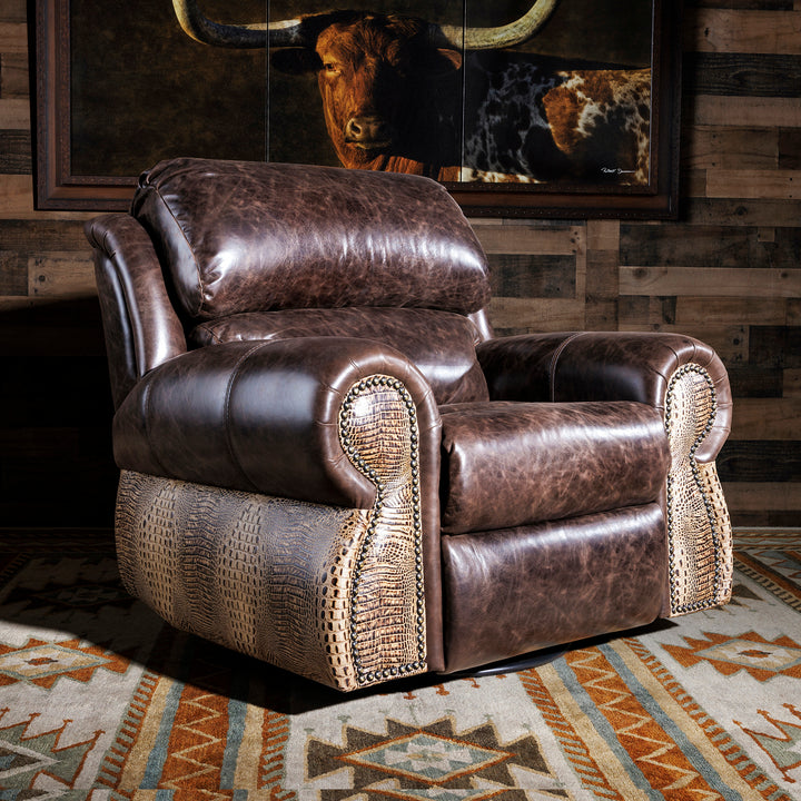 Western Leather Recliner with Croc