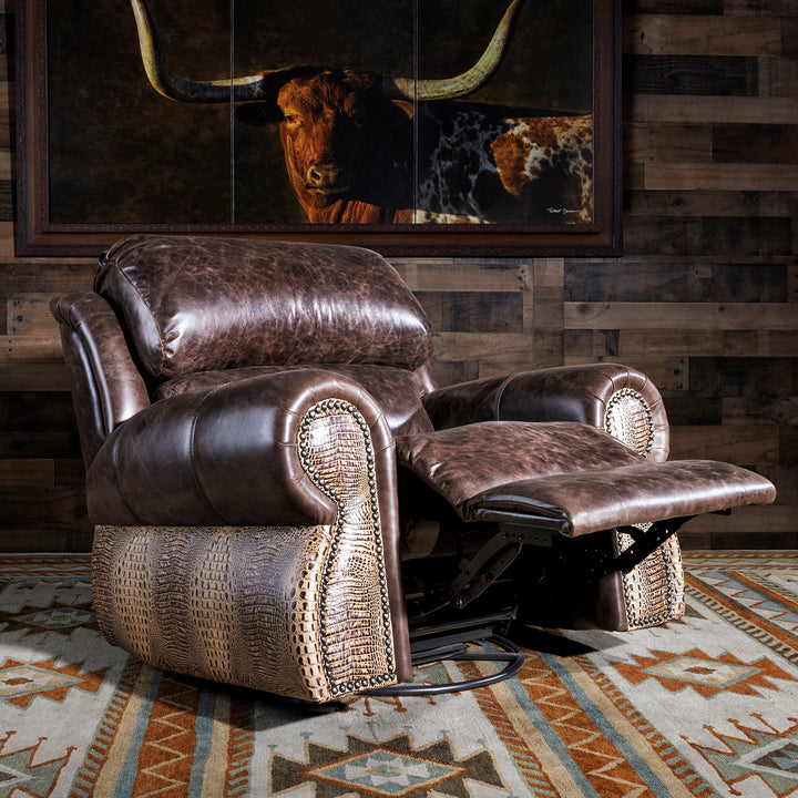 Western Leather Recliner with Croc