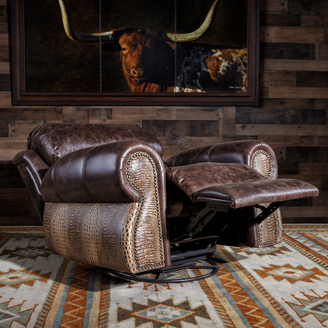 Western Leather Recliner with Croc