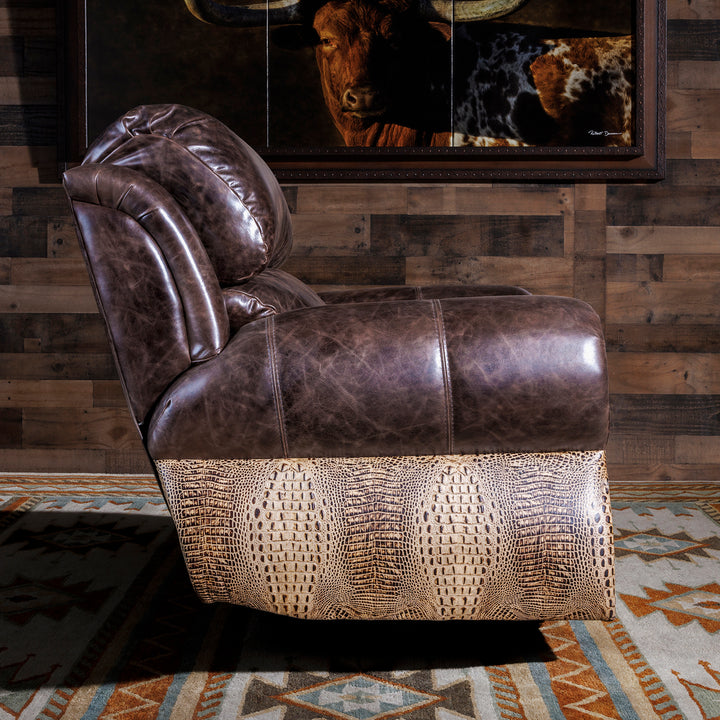 Western Leather Recliner with Croc