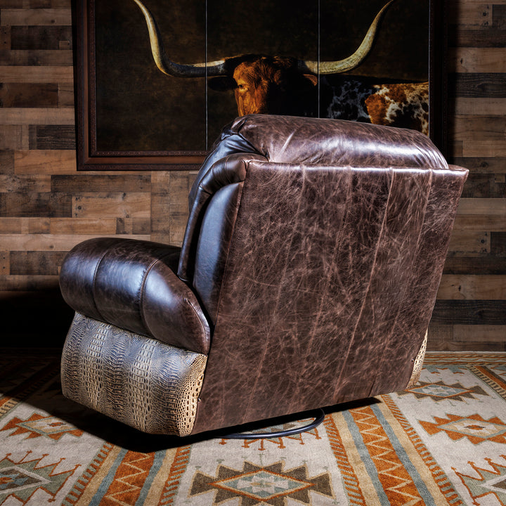 Western Leather Recliner with Croc