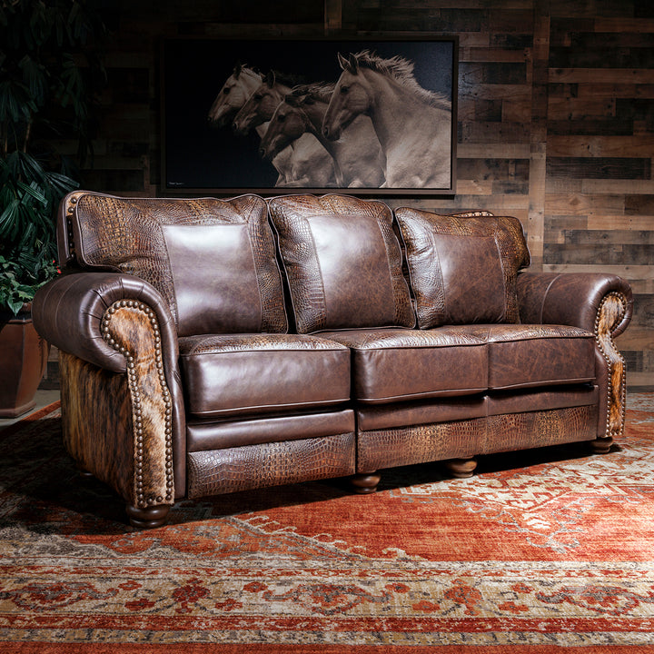 Katy Reclining Western Leather Sofa