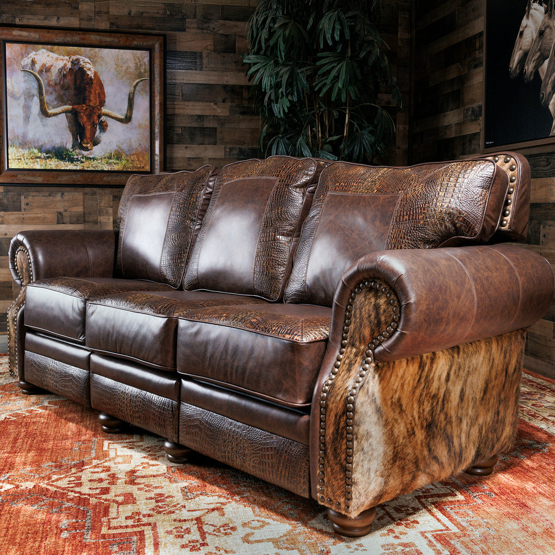 Katy Reclining Western Leather Sofa