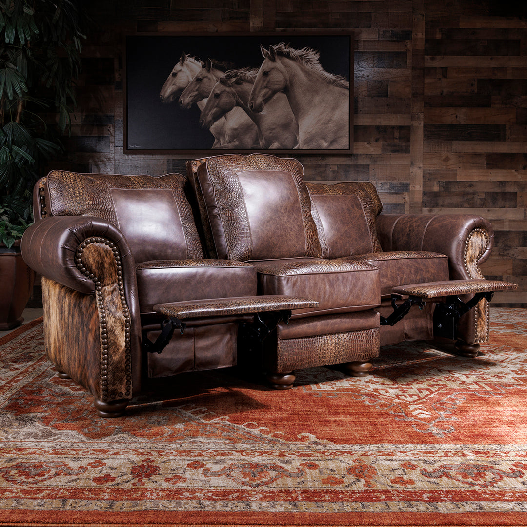 Katy Reclining Western Leather Sofa