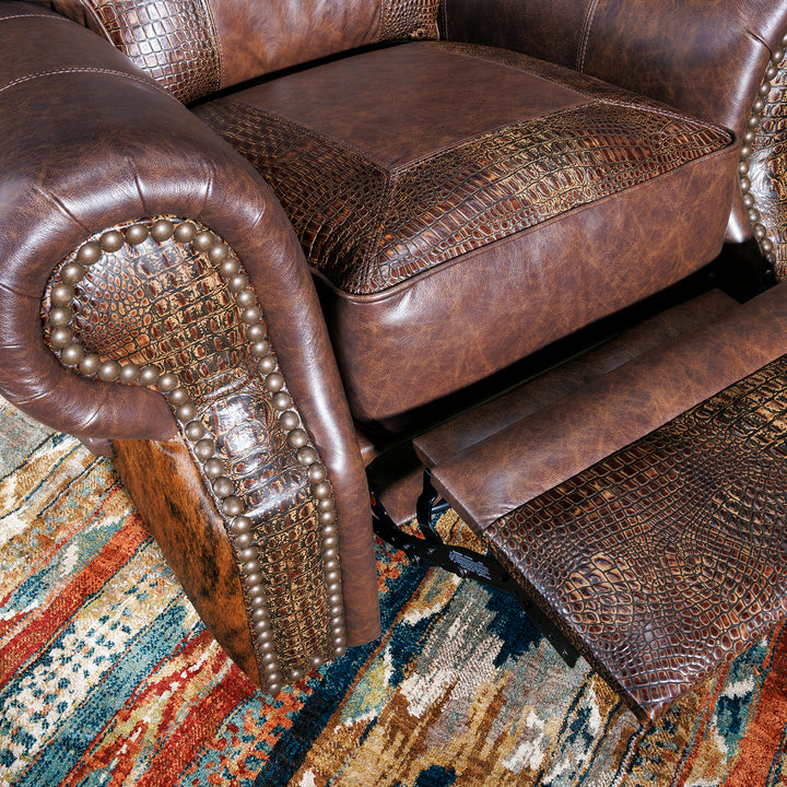 Katy Western Cowhide Swivel Recliner