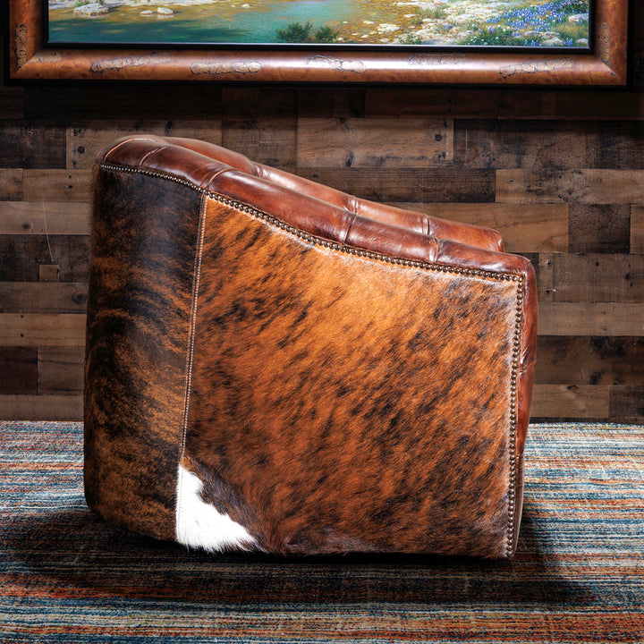 Hornback Cowhide Leather Swivel Chair