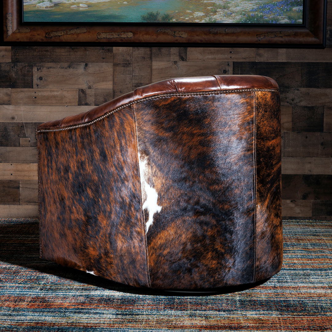 Hornback Cowhide Leather Swivel Chair