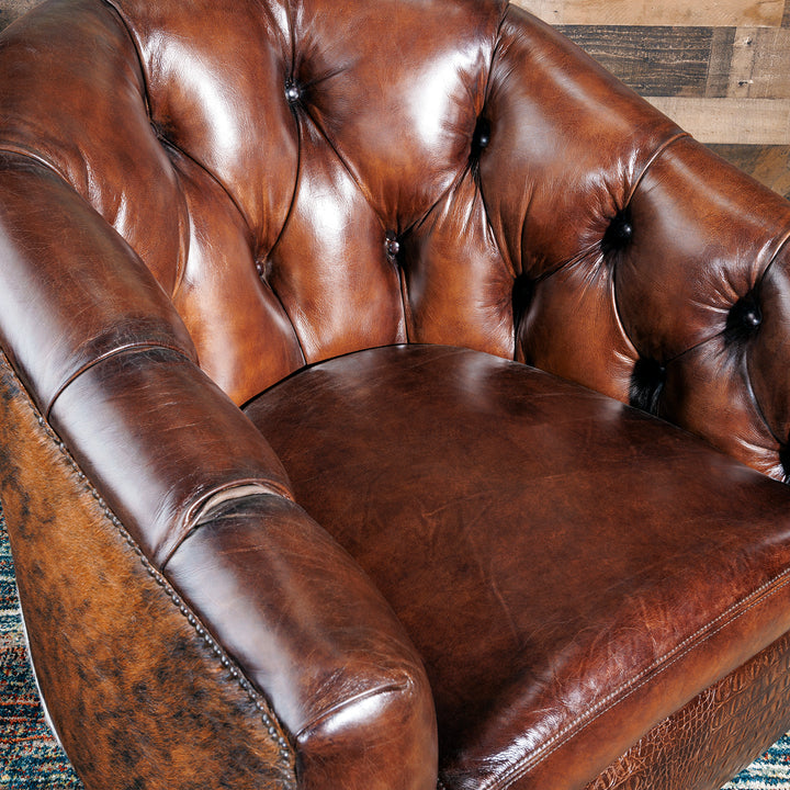 Hornback Cowhide Leather Swivel Chair