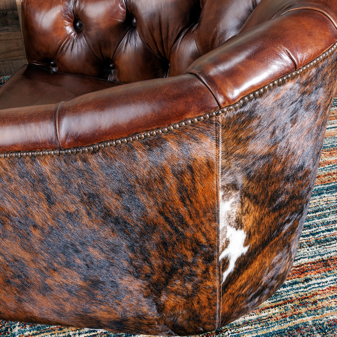 Hornback Cowhide Leather Swivel Chair