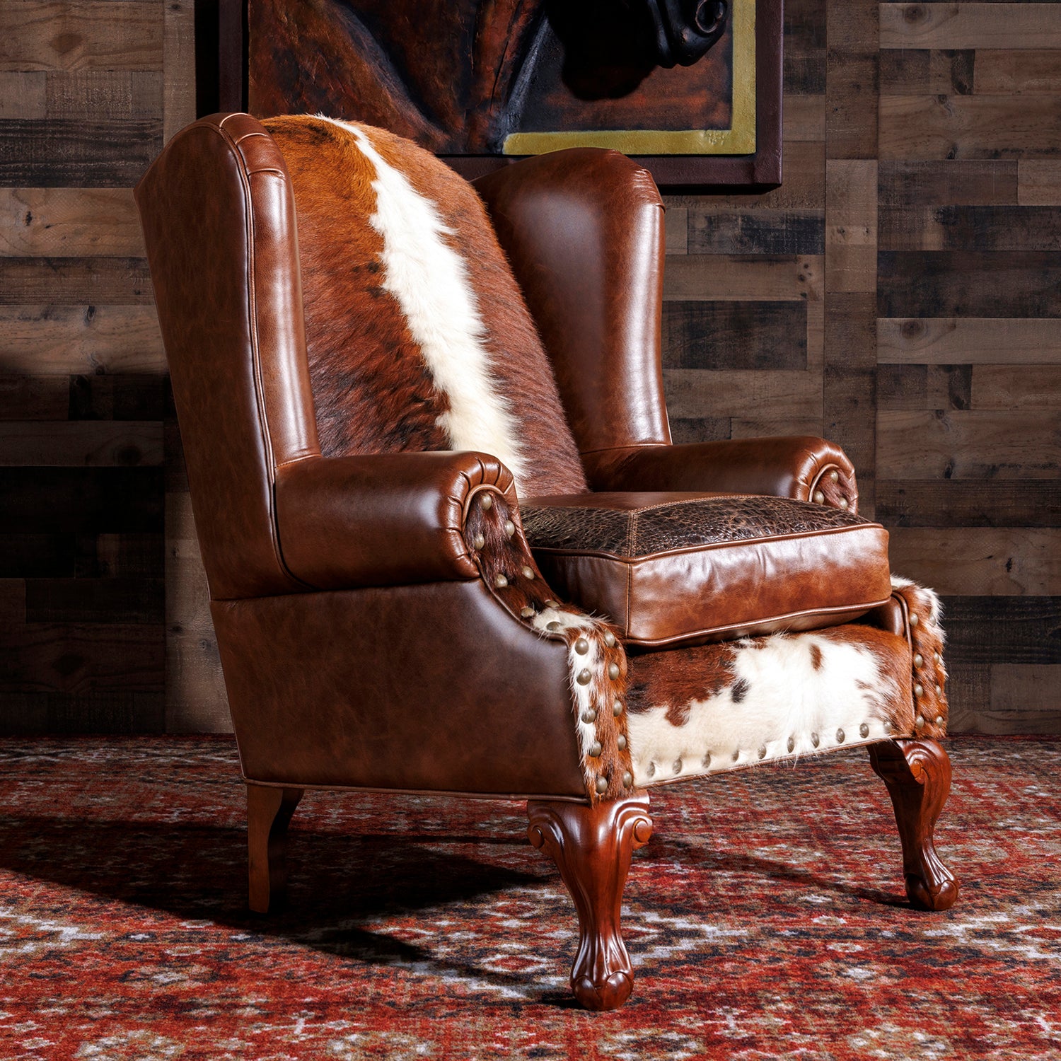 San Carlo Cowhide Wingback Chair | High-End Cowhide Accent Chairs – Hat ...