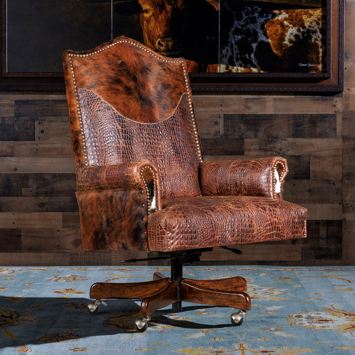 Caramel Croc Western Leather Office Chair