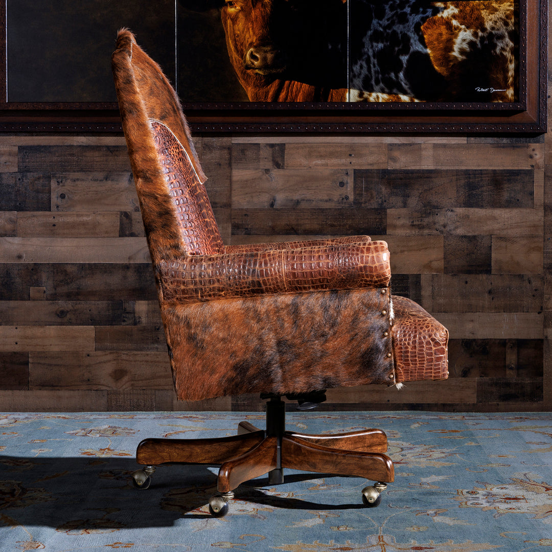 Caramel Croc Western Leather Office Chair