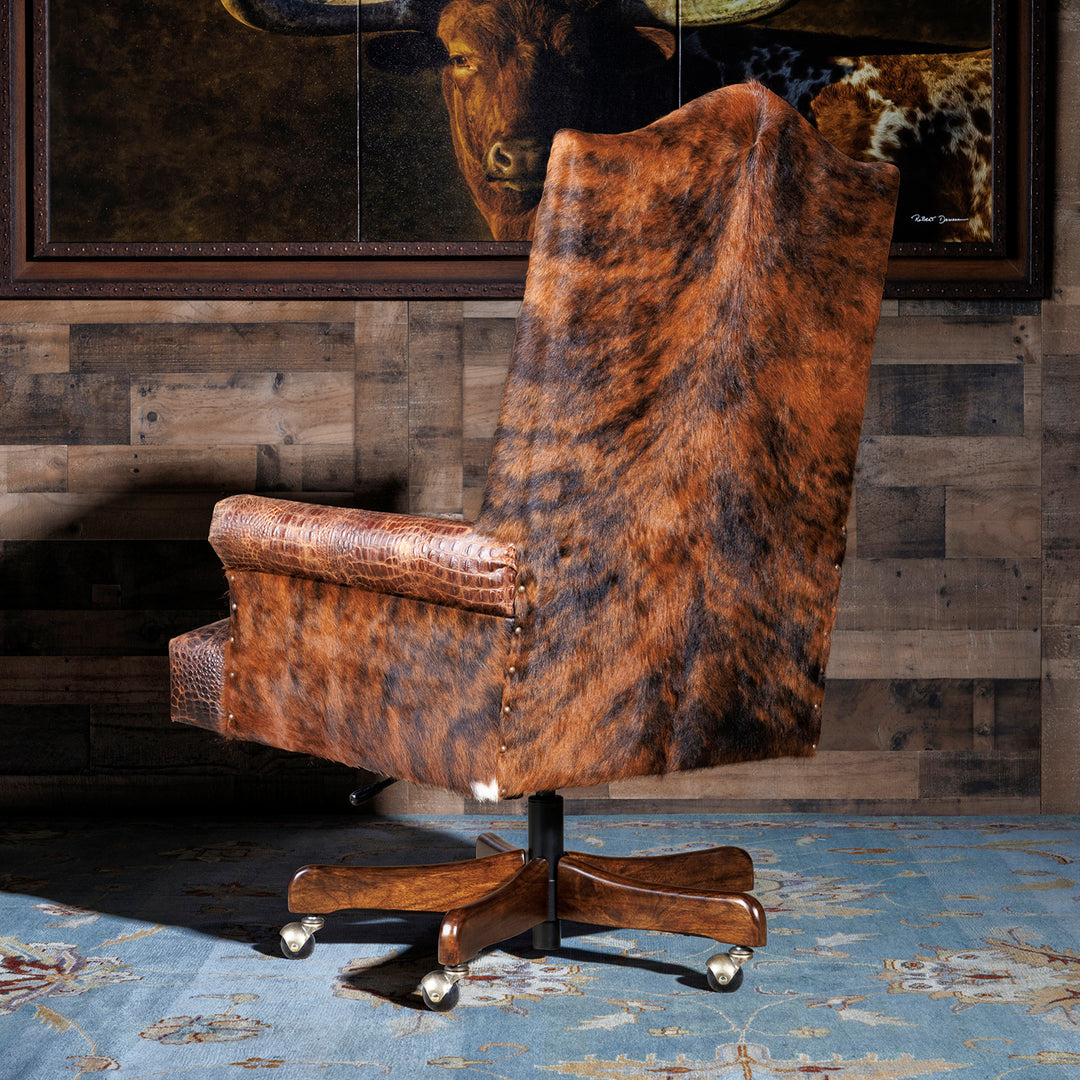 Caramel Croc Western Leather Office Chair