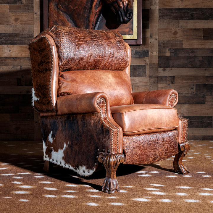 Caramel Croc Western Leather Recliner