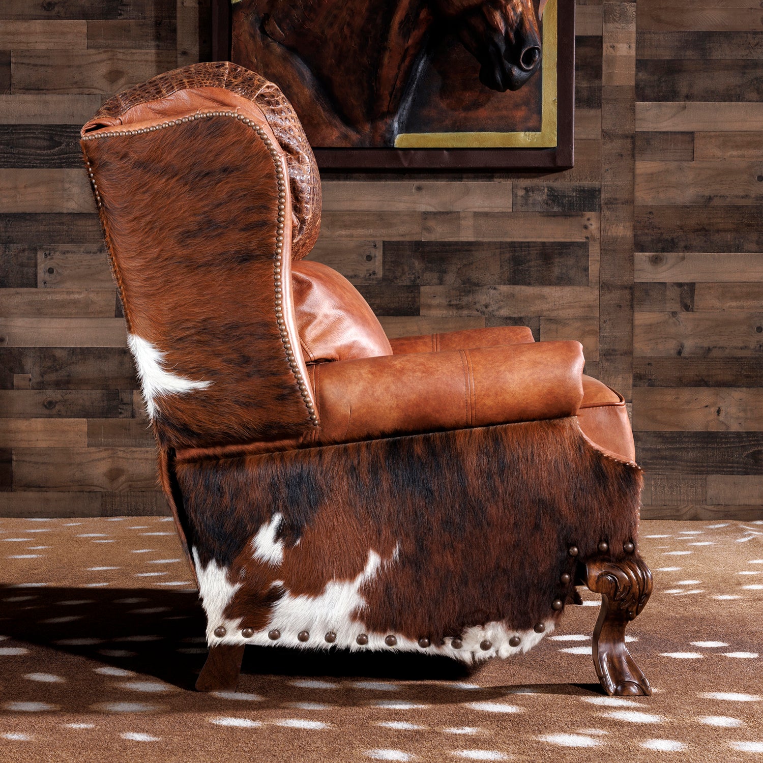 Caramel Croc Western Leather Recliner | Western Croc Recliners