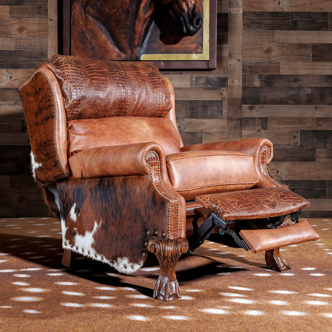 Caramel Croc Western Leather Recliner