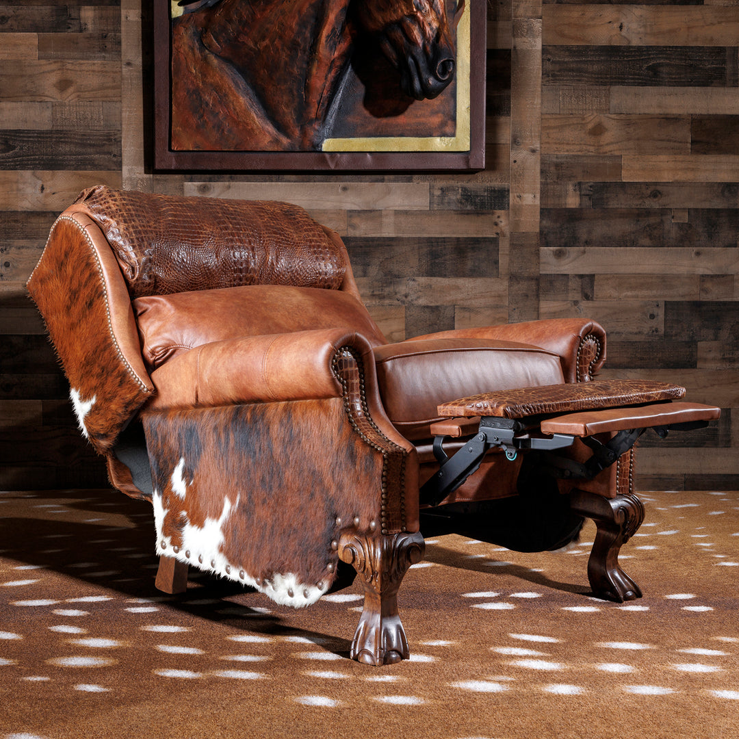 Caramel Croc Western Leather Recliner