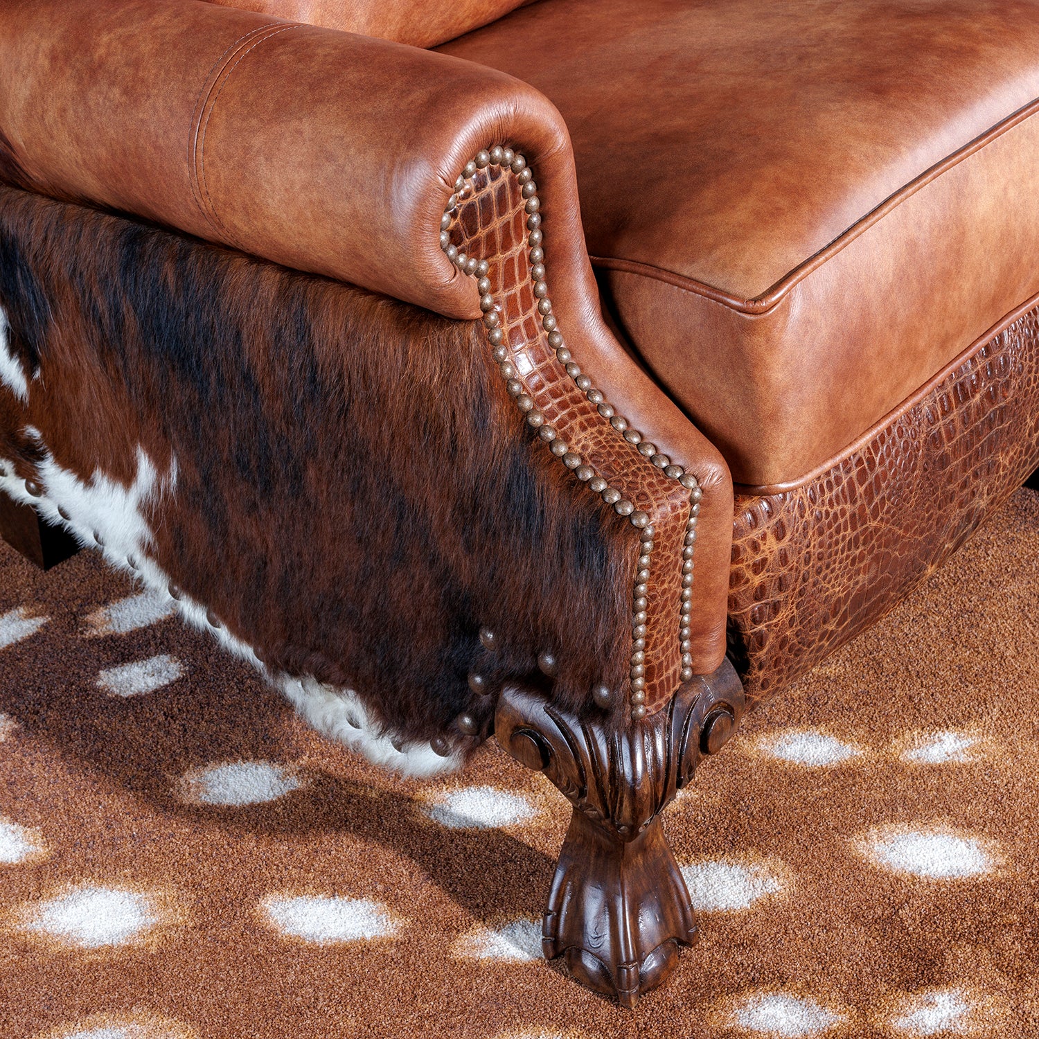 Caramel Croc Western Leather Recliner | Western Croc Recliners
