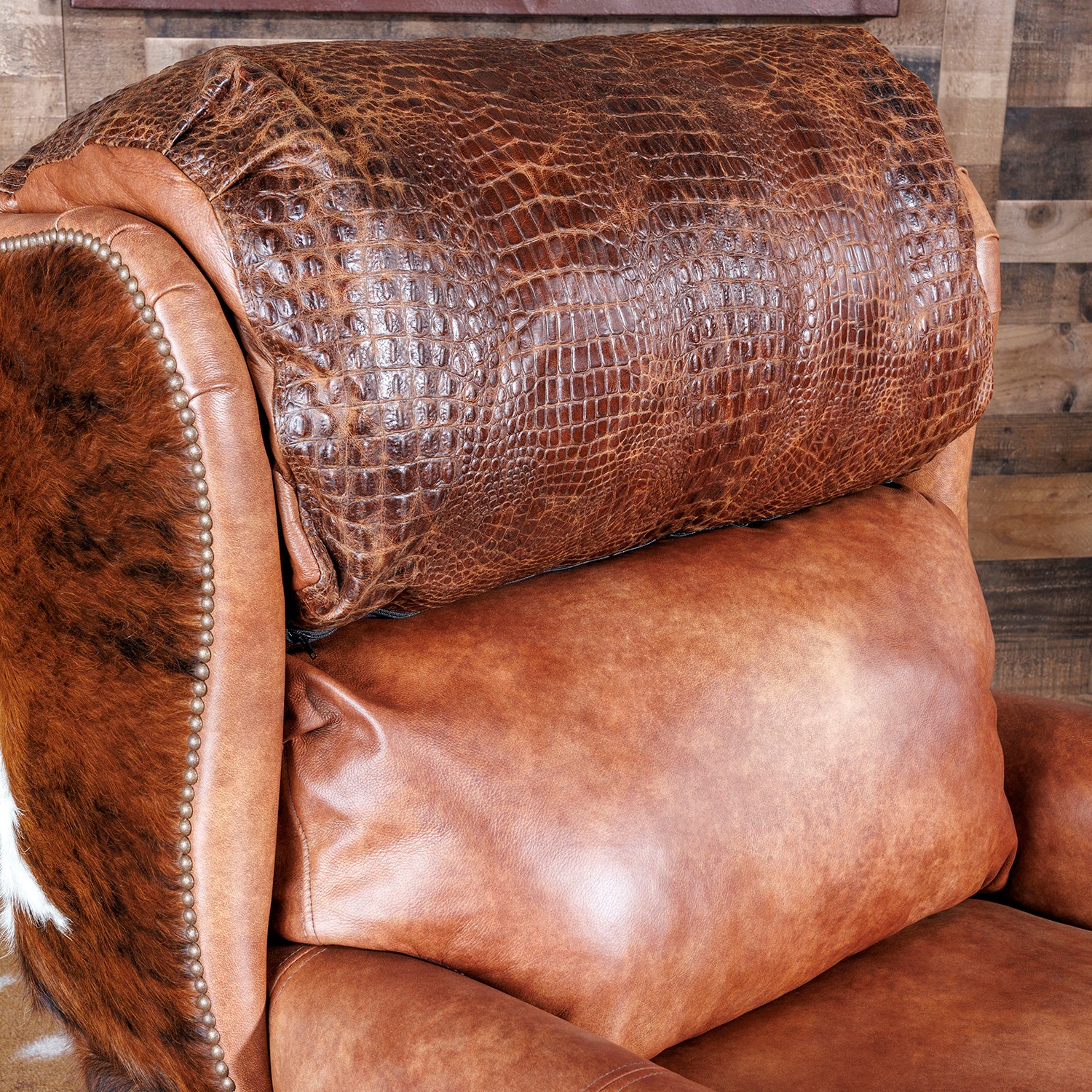 Caramel Croc Western Leather Recliner | Western Croc Recliners