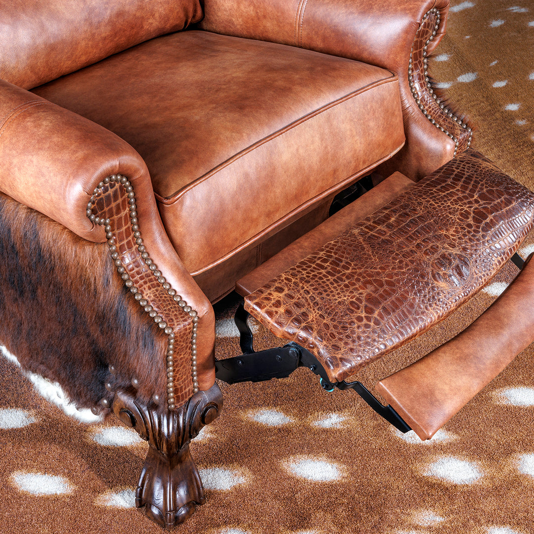 Caramel Croc Western Leather Recliner