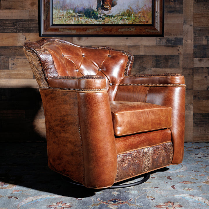 Kiowa Western Leather Swivel Chair