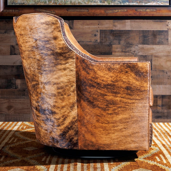 Dryland Rustic Leather Swivel Chair