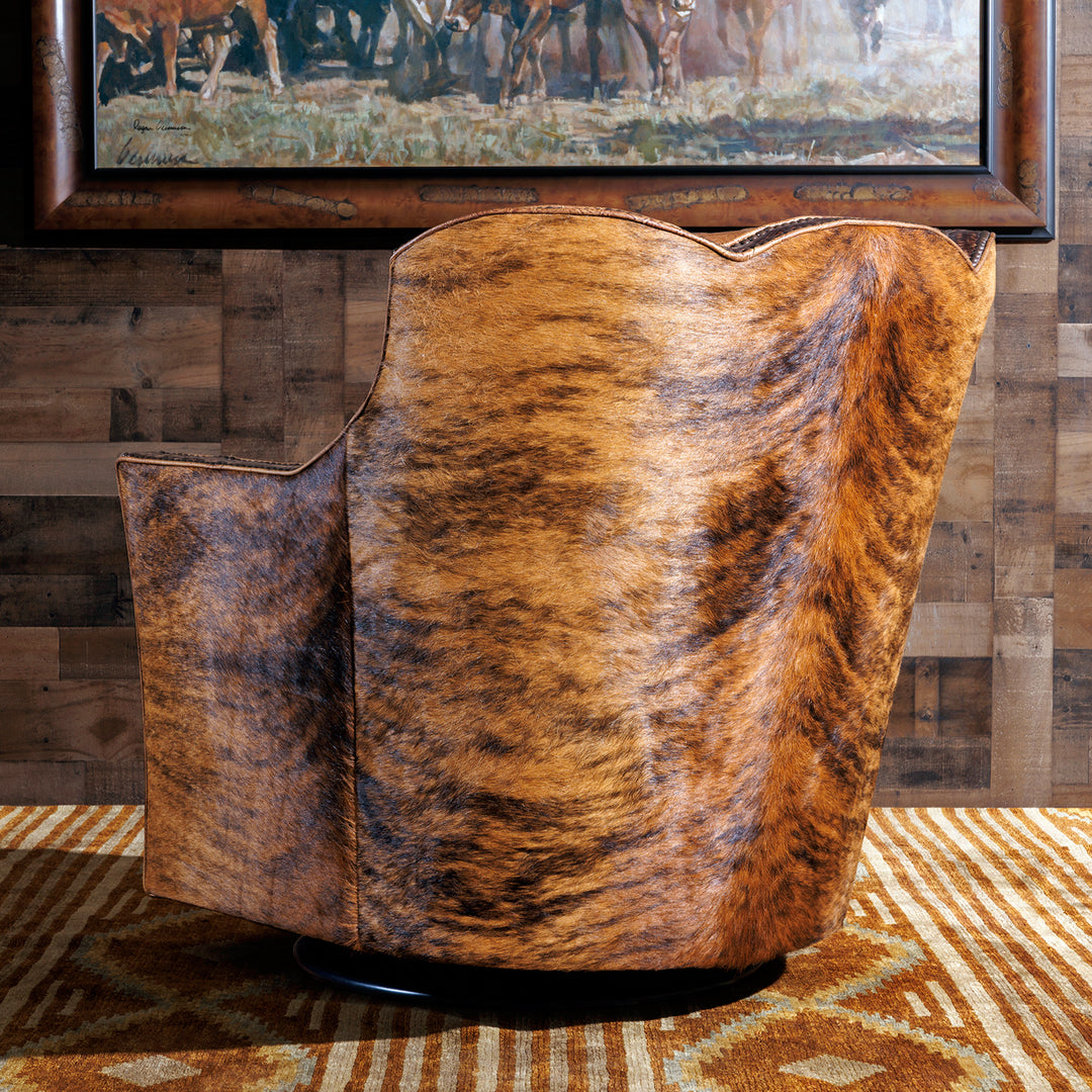 Dryland Rustic Leather Swivel Chair