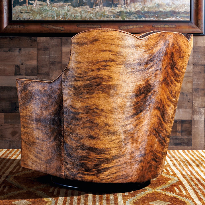 Dryland Rustic Leather Swivel Chair