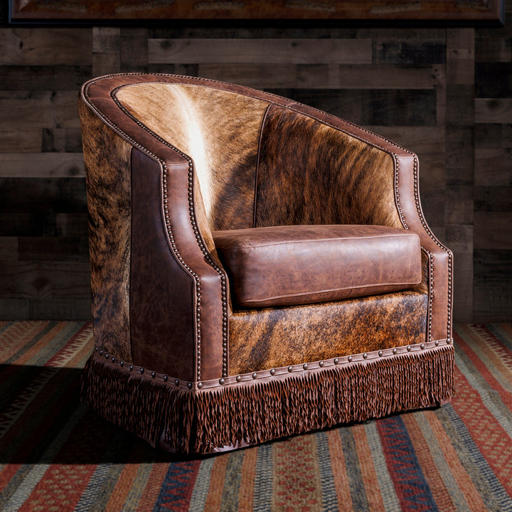 brindle cowhide western swivel chair