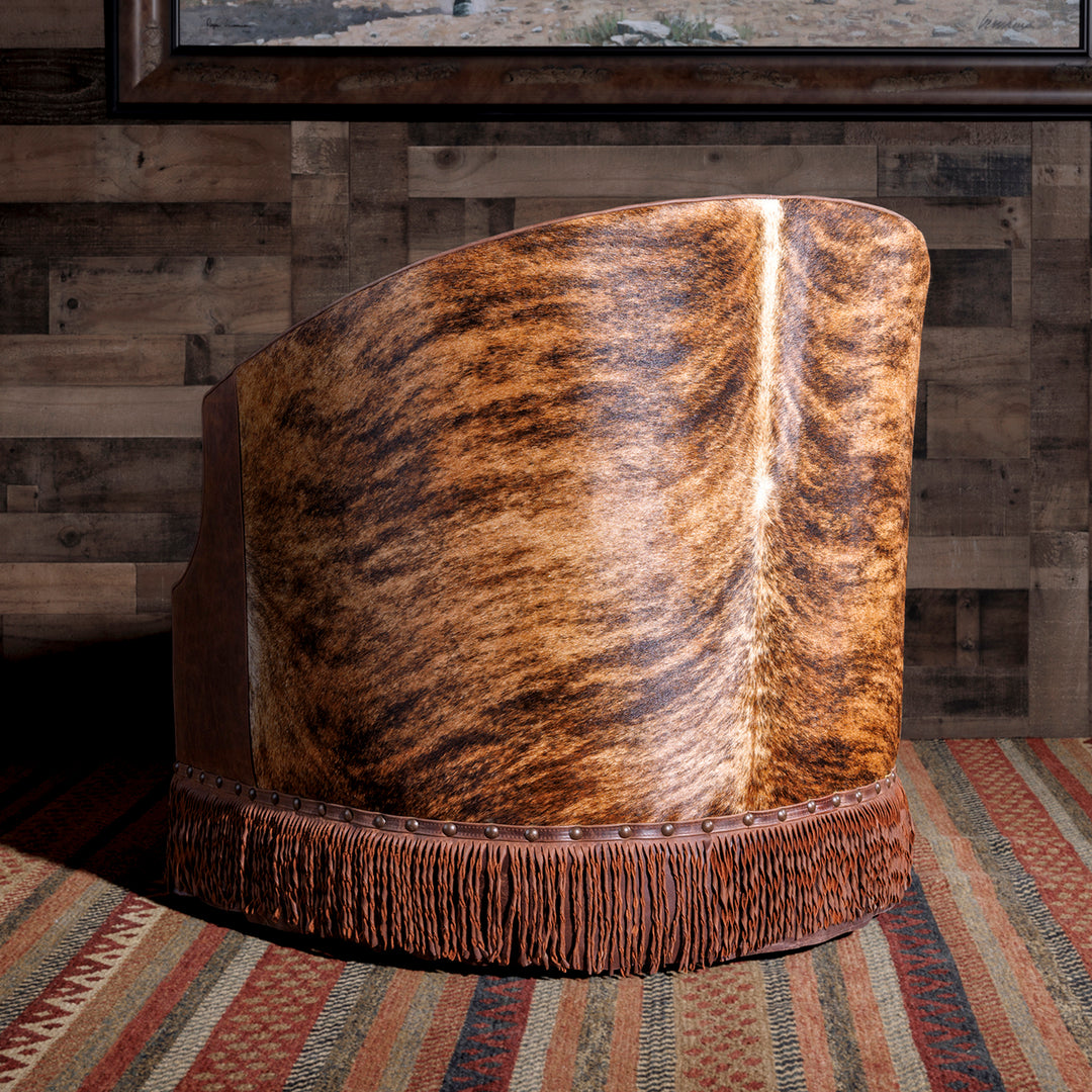 brindle cowhide western swivel chair